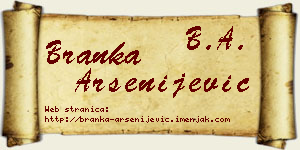 Branka Arsenijević vizit kartica